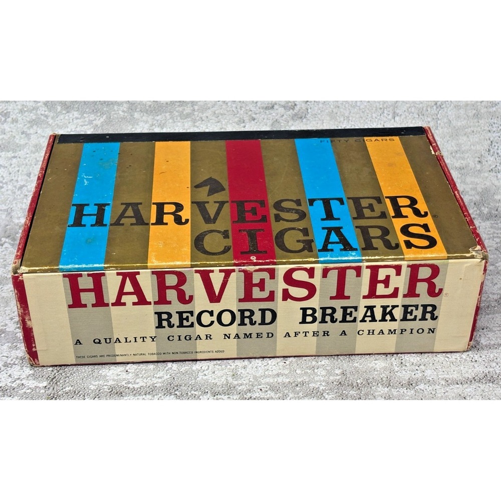 Vintage Harvester Record Breaker 50 Cigar Box Horse Racing Graphic